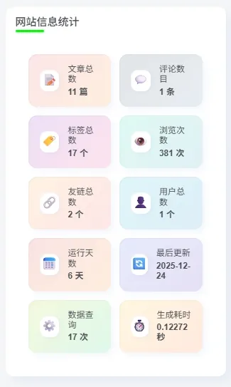 子比主题美化教程添加拟态风网站统计小工具（自动适配深浅模式）-夏天屋